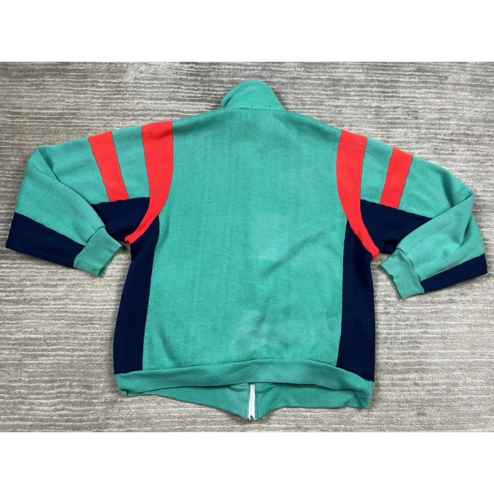 Galaxie II Track Sweater Mens Large Green Vintage 80s Full‎ Zip Acrylic